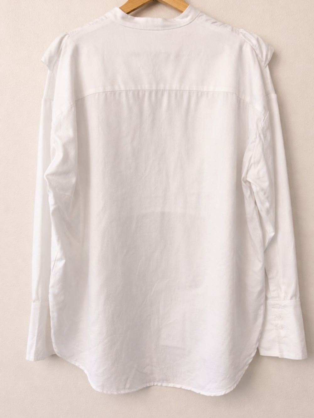Acler Ivory Ruffle Blouse Cotton V Neck Long Sleeve Size 6 - Picture 4 of 9